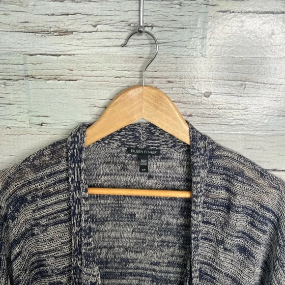 Eileen Fisher  Organic Linen gray sweater Cardigan Grey Size small - Picture 5 of 11